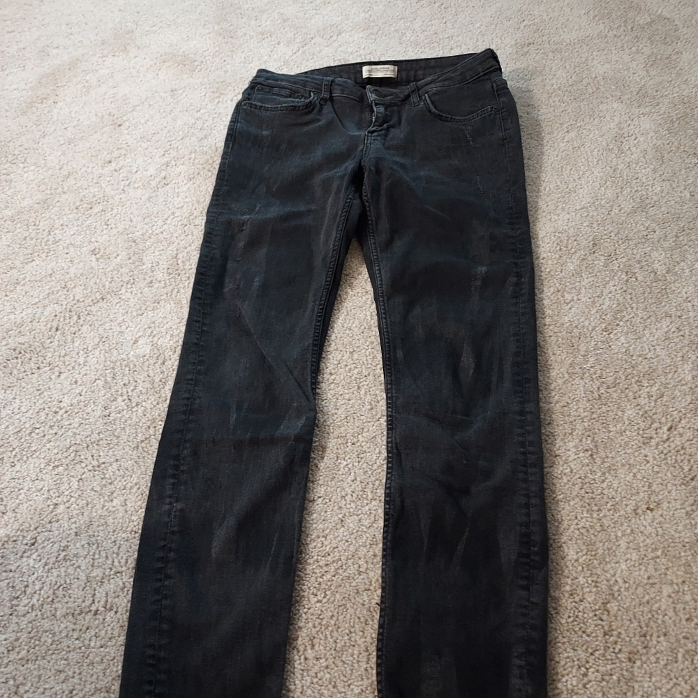Zara Black Skinny Jeans Light Distressing Premium Denim size 6